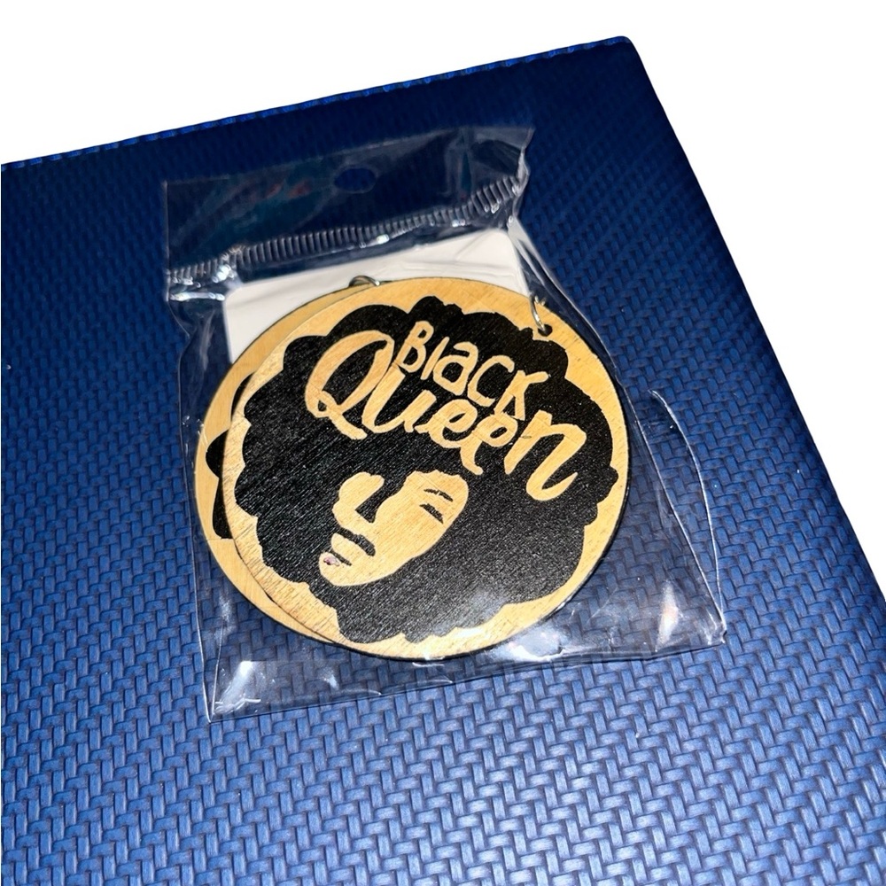 Black Queen Wooden Earrings